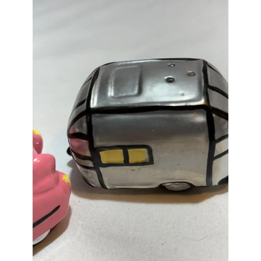 Vintage Ceramic Car and Trailer Salt and Pepper Shakers